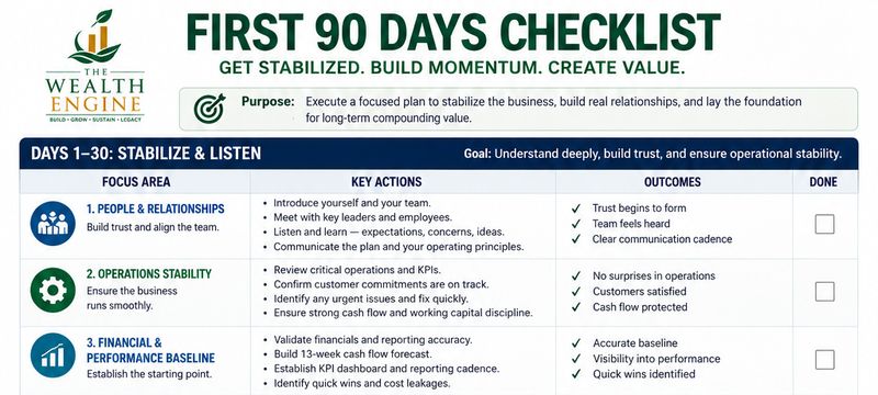 Small sample of First 90 Days Checklist