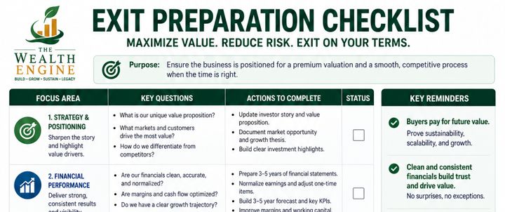 Small sample of Exit Preparation Checklist